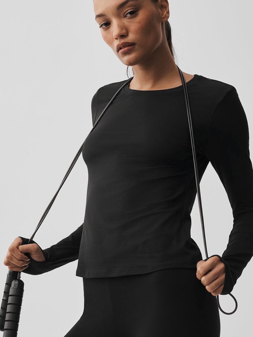 ALO Yoga Alosoft Finesse Long Sleeve Black EUC Sz Large